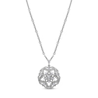 Austrian Crystal Fancy Blooming Necklace 28-30 Inches in Silvertone