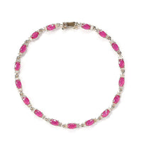 Luxoro 14K Yellow Gold AAA Montepuez Ruby and G-H I3 Diamond Bracelet (7.25 In) 4.20 Grams 5.35 ctw