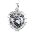 White Buffalo Heart Pendant in Sterling Silver 9.75 ctw - Sticky add to cart bar