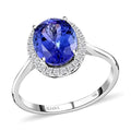 This AAA tanzanite ring is inspired by the halo style that symbolizes divine glory. A classic halo style popular from 1714 to 1837 is beautifully represented by this ring with a pop of color - Sticky add to cart bar