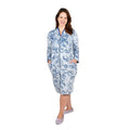 LATI FASHIONS Blue Burnout Floral Zipper Front Robe-L - Sticky add to cart bar