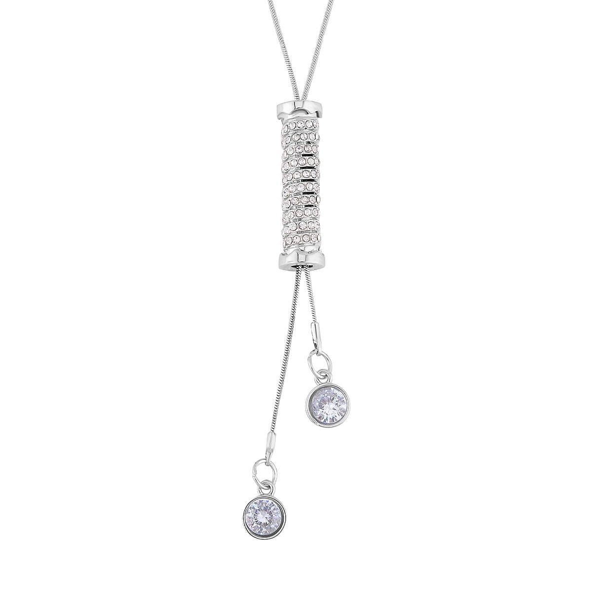 Austrian Crystal Lariat Pendant Necklace 18-36 Inches in Silvertone