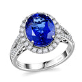 Doorbuster Certified & Appraised RHAPSODY 950 Platinum AAAA Tanzanite and E-F VS Diamond Halo Ring 6.65 Grams 5.30 ctw - Sticky add to cart bar