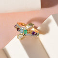 Multi Gemstone Eternal Love Bypass Snake Ring in Vermeil Yellow Gold Over Sterling Silver 0.90 ctw - Sticky add to cart bar