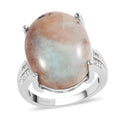 Premium Natural Zimbaprase, Natural Champagne and White Diamond Ring in Platinum Over Sterling Silver 17.80 ctw - Sticky add to cart bar