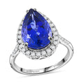 Doorbuster Certified & Appraised RHAPSODY 950 Platinum AAAA Tanzanite and E-F VS Diamond Halo Ring 6 Grams 6.25 ctw - Sticky add to cart bar