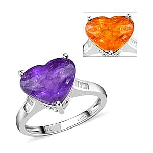 Rare Find LUXORO 14K White Gold AAA Color Change Hackmanite and G-H I2 Diamond Ring 3 Grams 4.30 ctw