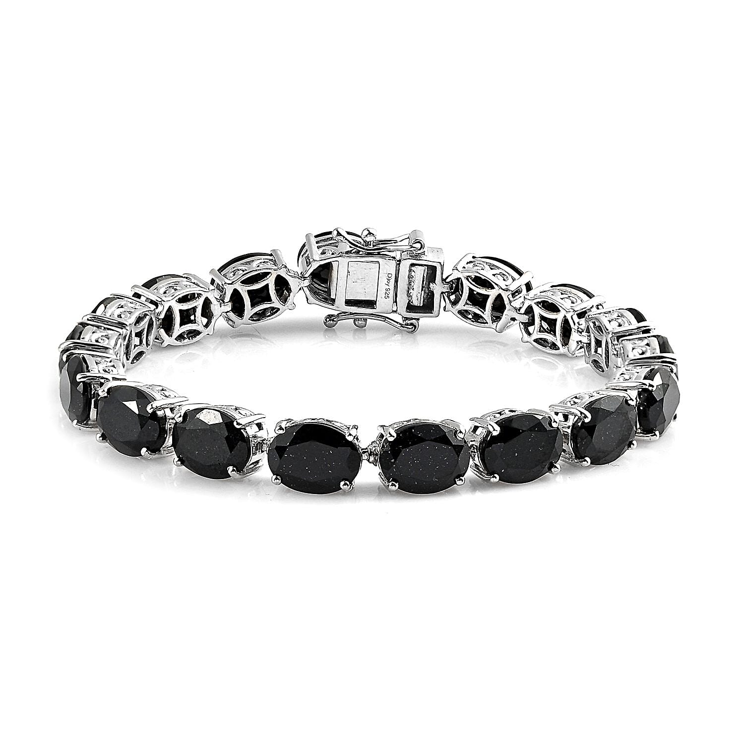 Australian Black Tourmaline Bracelet in Platinum Over Sterling Silver (6.50 In) 11.60 Grams 30.50 ctw