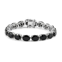 Australian Black Tourmaline Bracelet in Platinum Over Sterling Silver (6.50 In) 11.60 Grams 30.50 ctw