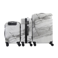 Mirage-Tanya 3 Piece White Marble    Luggage Set with 360 Dual Spinning Wheels and Combo Lock (28" 24", 20")