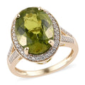 DOORBUSTER LUXORO 10K Yellow Gold Premium Peridot and Natural White Zircon Halo Ring 2.75 Grams 7.50 ctw - Sticky add to cart bar