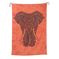 7272337-"100% Cotton Screen Printed Tie Dye Tapestry Wall Hanging Design: Elephant Color: Orange Size: 82x52 inches"