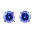 Certified and Appraised 950 Platinum AAAA Tanzanite 1.10 ctw Stud Earrings , Tanzanite Earrings, Solitaire Studs,Platinum Earrings - Sticky add to cart bar