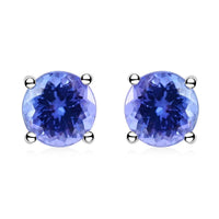 Certified and Appraised 950 Platinum AAAA Tanzanite 1.10 ctw Stud Earrings , Tanzanite Earrings, Solitaire Studs,Platinum Earrings