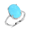 Doorbuster LUXORO 14K White Gold AAA American Natural Sleeping Beauty Turquoise, Diamond (G-H, I2) Ring (Size 10.0) (2.25 g) 5.35 ctw - Sticky add to cart bar