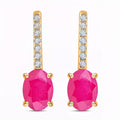 Luxoro 14K Yellow Gold AAA Mozambique Ruby and G-H I2 Diamond Dangle Earrings 2.15 ctw - Sticky add to cart bar