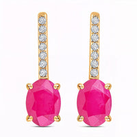 Luxoro 14K Yellow Gold AAA Mozambique Ruby and G-H I2 Diamond Dangle Earrings 2.15 ctw