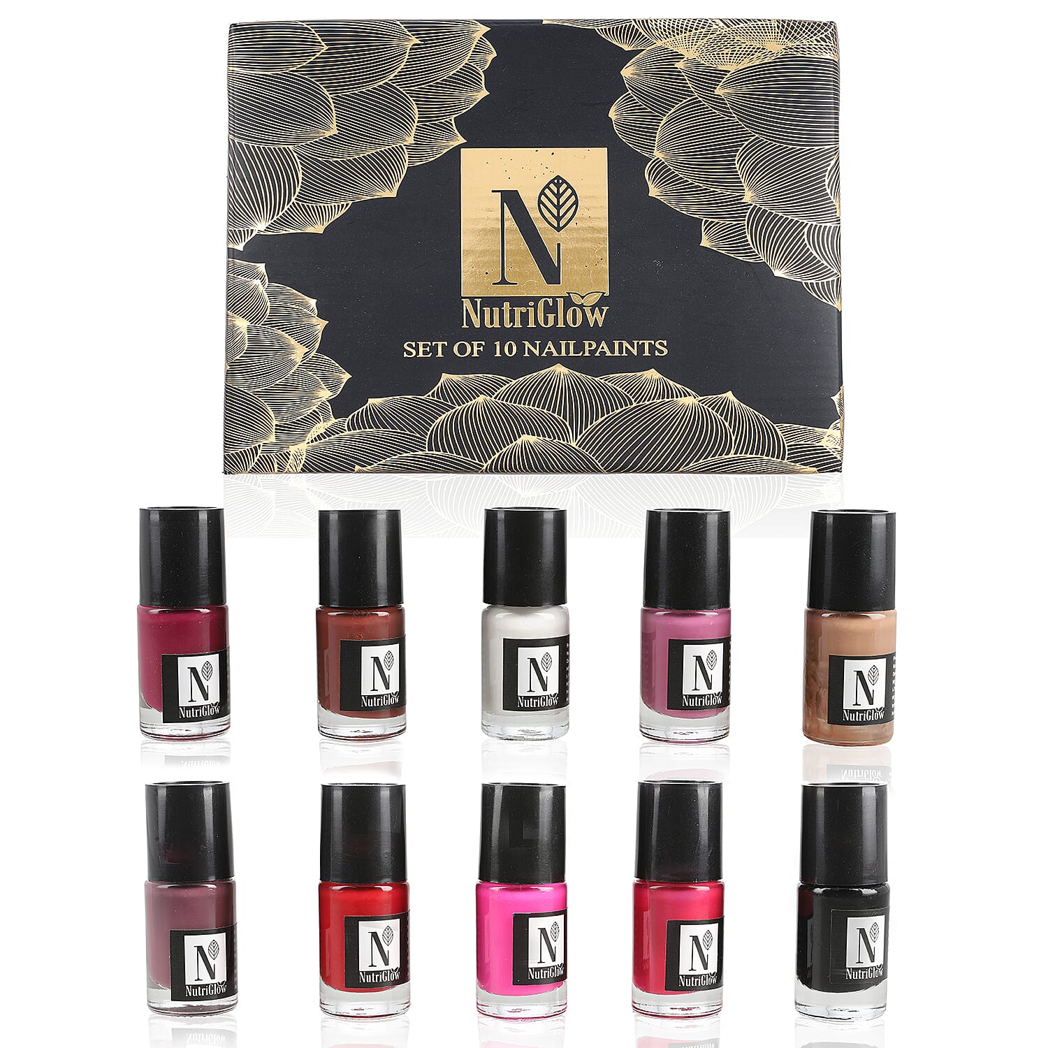 Nutriglow Set of 10 Nail Polishes (10 ml)
