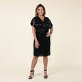TAMSY Black Sequin Empire Waist Dress -L - Sticky add to cart bar