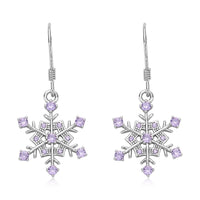 Simulated Purple Diamond Snowflake Earrings in Rhodium Over Sterling Silver