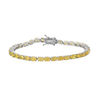 Tanzanian Natural Canary Opal Tennis Bracelet in Platinum Over Sterling Silver (8.00 In) 10.70 Grams 10.15 ctw
