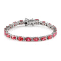 Lab Created Padparadscha Sapphire and Moissanite Tennis Bracelet in Platinum Over Sterling Silver (6.50 In) 9 Grams 13.00 ctw - Sticky add to cart bar