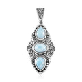 Artisan Crafted Larimar 3 Stone Pendant in Sterling Silver 4.50 ctw - Sticky add to cart bar
