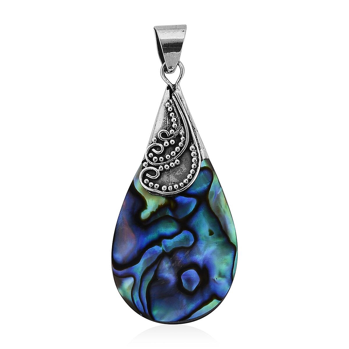 Abalone Shell Drop Pendant in Sterling Silver