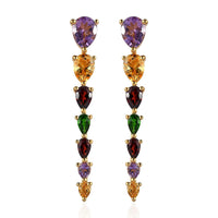 Rose De France Amethyst and Multi Gemstone Dangle Earrings in Vermeil Yellow Gold Over Sterling Silver 5.60 ctw