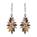 Jardin Collection Multi-Tourmaline Floral Spray Earrings in Platinum Over Sterling Silver 4.50 ctw - Sticky add to cart bar