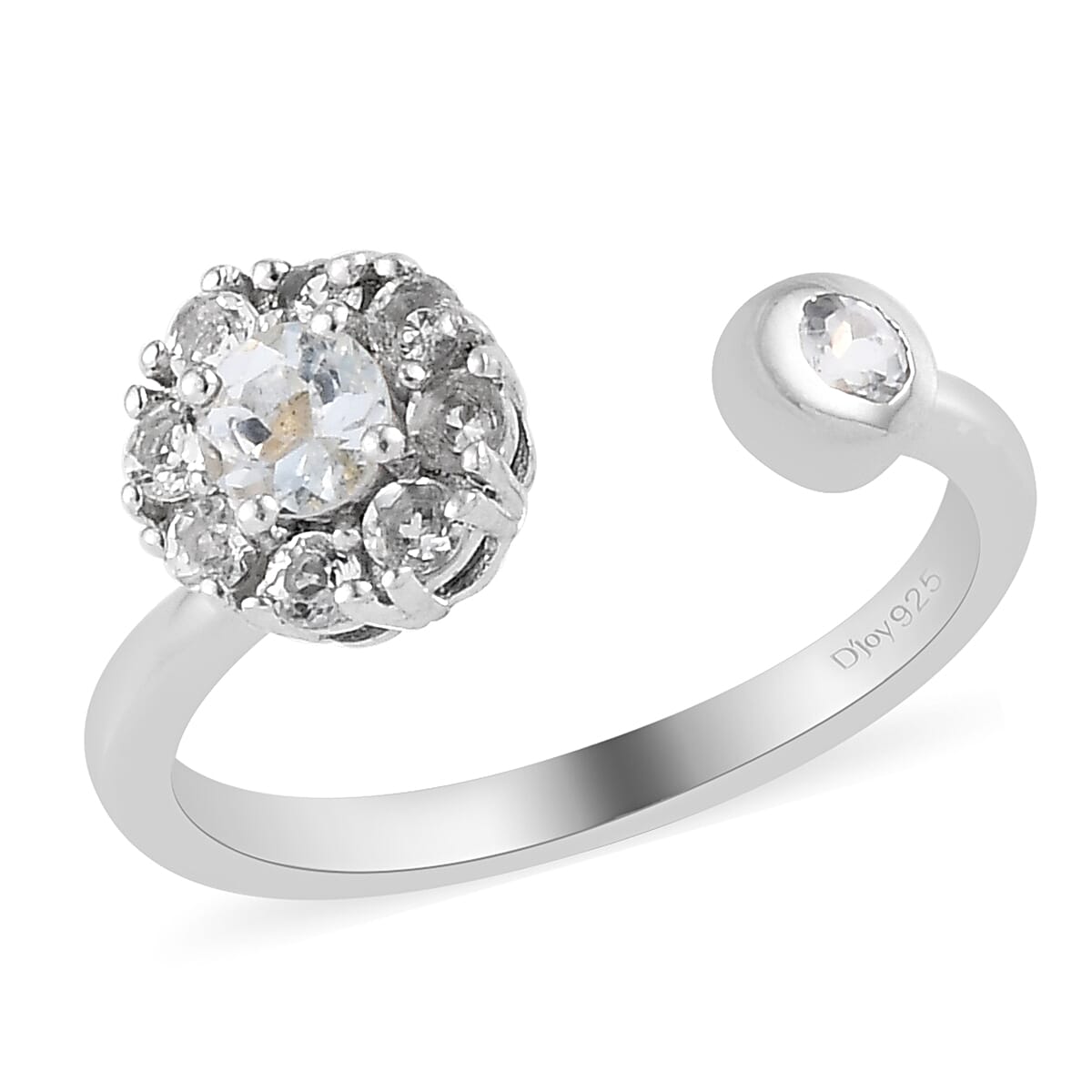 Mangoro Aquamarine Birthstone Anxiety Spinner Openable Band Ring in Platinum Over Sterling Silver (Adjustable Size 9-11) 0.65 ctw (Size 6)
