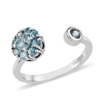 Cambodian Blue Zircon December Birthstone Anxiety Spinner Openable Band Ring in Platinum Over Sterling Silver (Medium Adjustable Size 6-8) (Size 9.0) 1.15 ctw