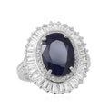 Madagascar Blue Sapphire and White Topaz Cocktail Ring in Platinum Over Sterling Silver (Size 10.0) 7.25 Grams 10.85 ctw - Sticky add to cart bar