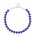 Aqua Blue Color Glass Heart Necklace 20-22 Inches in Silvertone - Sticky add to cart bar