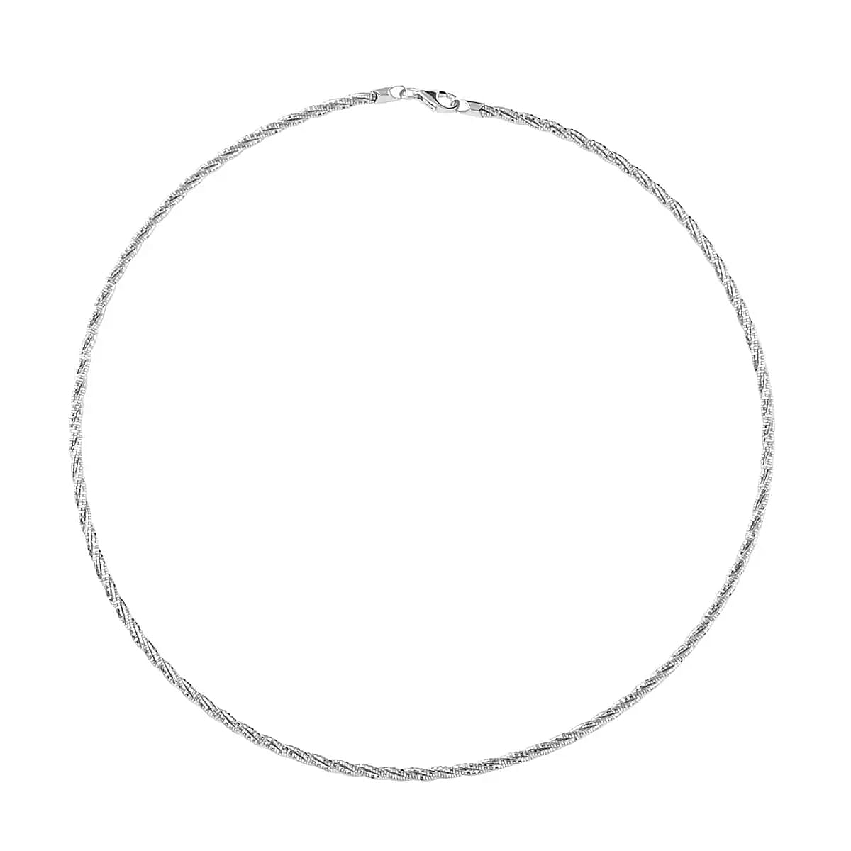 Rhodium Over Sterling Silver 2.7mm 3 Row Twist Spring Omega Necklace 18 Inches 12.60 Grams