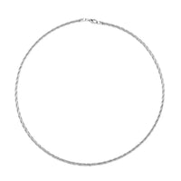 Rhodium Over Sterling Silver 2.7mm 3 Row Twist Spring Omega Necklace 18 Inches 12.60 Grams