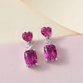 Radiant Orchid Quartz (Triplet) and White Topaz Dangling Earrings in Platinum Over Sterling Silver 6.00 ctw - Sticky add to cart bar