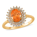 Premium Viceroy Spessartine Garnet and Moissanite Sunburst Ring in Vermeil Yellow Gold Over Sterling Silver 2.10 ctw - Sticky add to cart bar