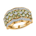 Natural Ambanja Demantoid Garnet, Natural White Zircon Ring in Vermeil YG Over Sterling Silver (Size 10.0) 3.25 ctw - Sticky add to cart bar