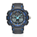 GENOA Japanese and Electronic Movement Watch with Black and Blue Silicone Strap - Sticky add to cart bar