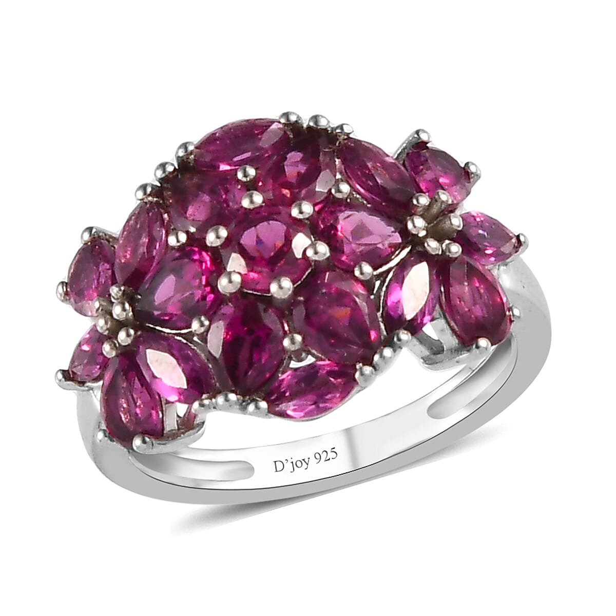 Orissa Rhodolite Garnet Ring in Platinum Over Sterling Silver 3.10 ctw