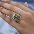 Italian Natural Vesuvianite Cluster Ring in Vermeil Yellow Gold and Platinum Over Sterling Silver 3.85 ctw - Sticky add to cart bar