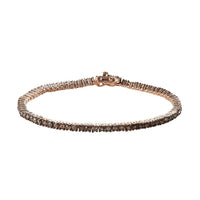 Rose Cut Natural Champagne Diamond Tennis Bracelet in Rhodium and Vermeil Rose Gold Over Sterling Silver (7.25 In) 4.00 ctw