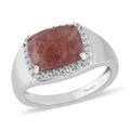 Natural Tanzanian Natronite and Natural White Zircon Men's Ring in Platinum Over Sterling Silver 4.35 ctw - Sticky add to cart bar