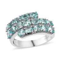 Madagascar Paraiba Apatite Ring in Platinum Over Sterling Silver (Delivery in 3-5 Business Days) 3.15 ctw