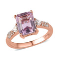 Premium Martha Rocha Kunzite and Moissanite Ring in Vermeil Rose Gold Over Sterling Silver 3.35 ctw - Sticky add to cart bar