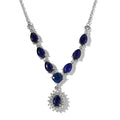 Tanzanian Blue Spinel(DF) and White Zircon Necklace 18 Inches in Platinum Over Sterling Silver 4.25 ctw - Sticky add to cart bar