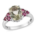 AAA Montezuma Prasiolite and Orissa Rhodolite Garnet Ring in Platinum Over Sterling Silver (Size 10.0) 2.90 ctw - Sticky add to cart bar