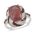 Natural Tanzanian Natronite, Natural White and Brown Zircon Ring in Vermeil RG and Platinum Over Sterling Silver (Size 10.0) 7.40 ctw - Sticky add to cart bar