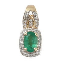 Luxoro 10K Yellow Gold AAA Brazilian Emerald and White Zircon Pendant 0.60 ctw
